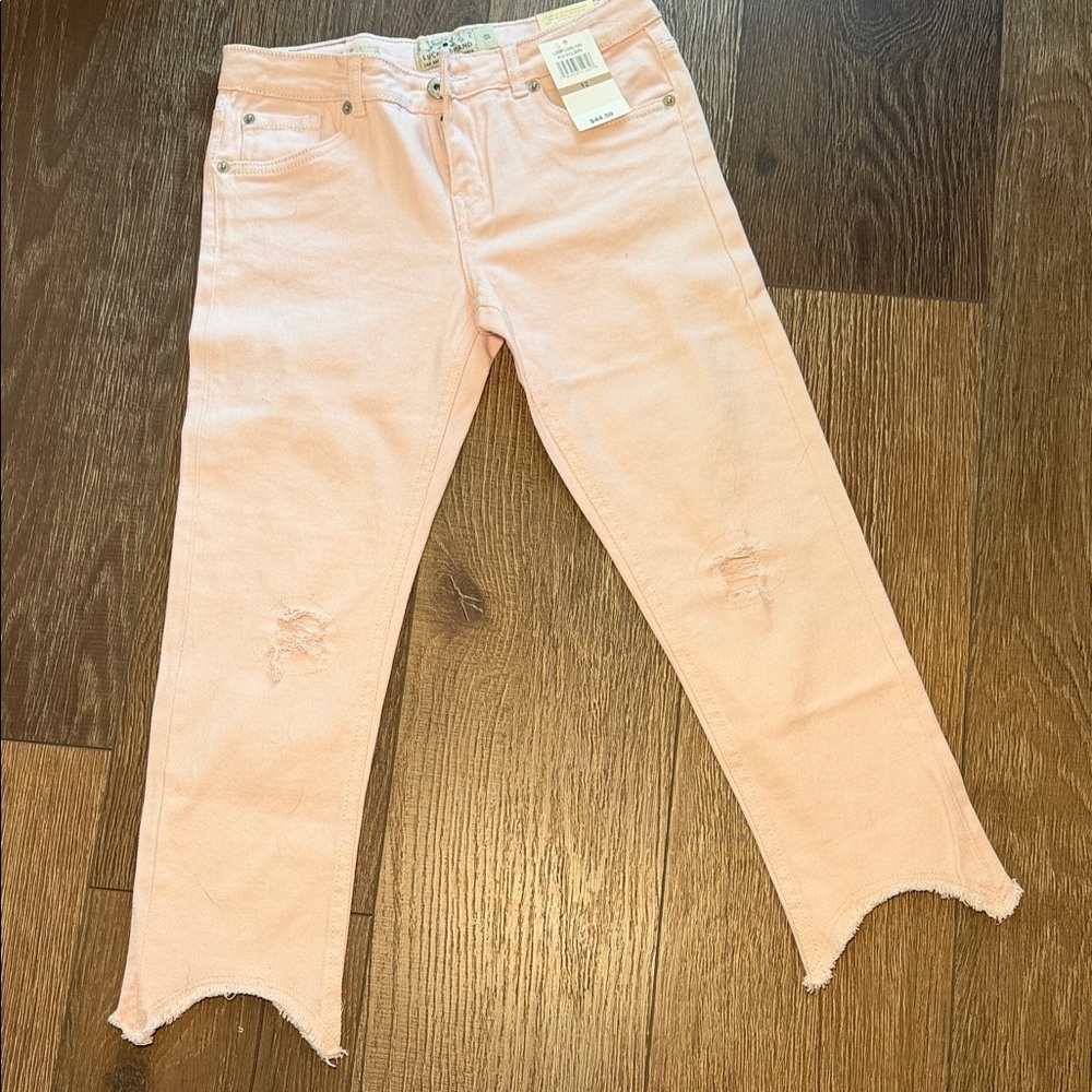 NWT Girl’s Lucky Brand Soft Pink Distressed Stovepipe Jeans